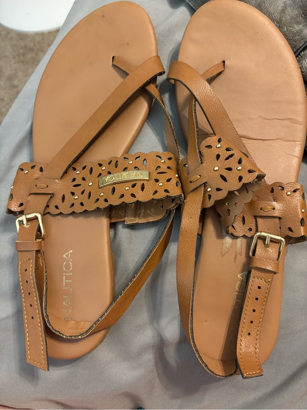 Women's Tan Leather Ankle-Strap Sandals NAUTICAL